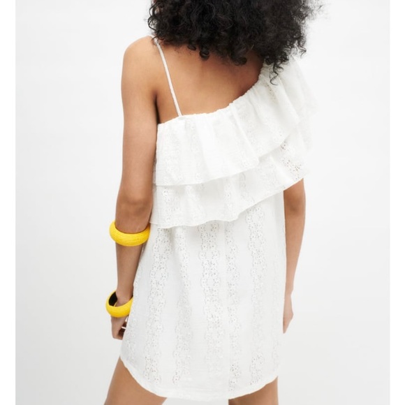 NWT-Zara FRILLED ASYMMETRIC DRESS Size Small - Picture 2 of 7